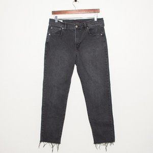 Gap Faded Black Girlfriend Mid Rise Frayed Hem Jeans